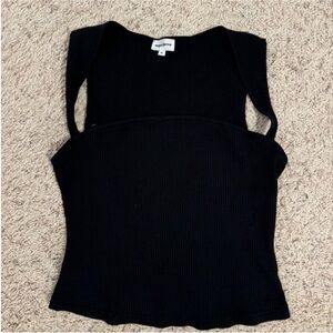 Superdown by Revolve Women’s Black Square Neck Ribbed Tank Top XL